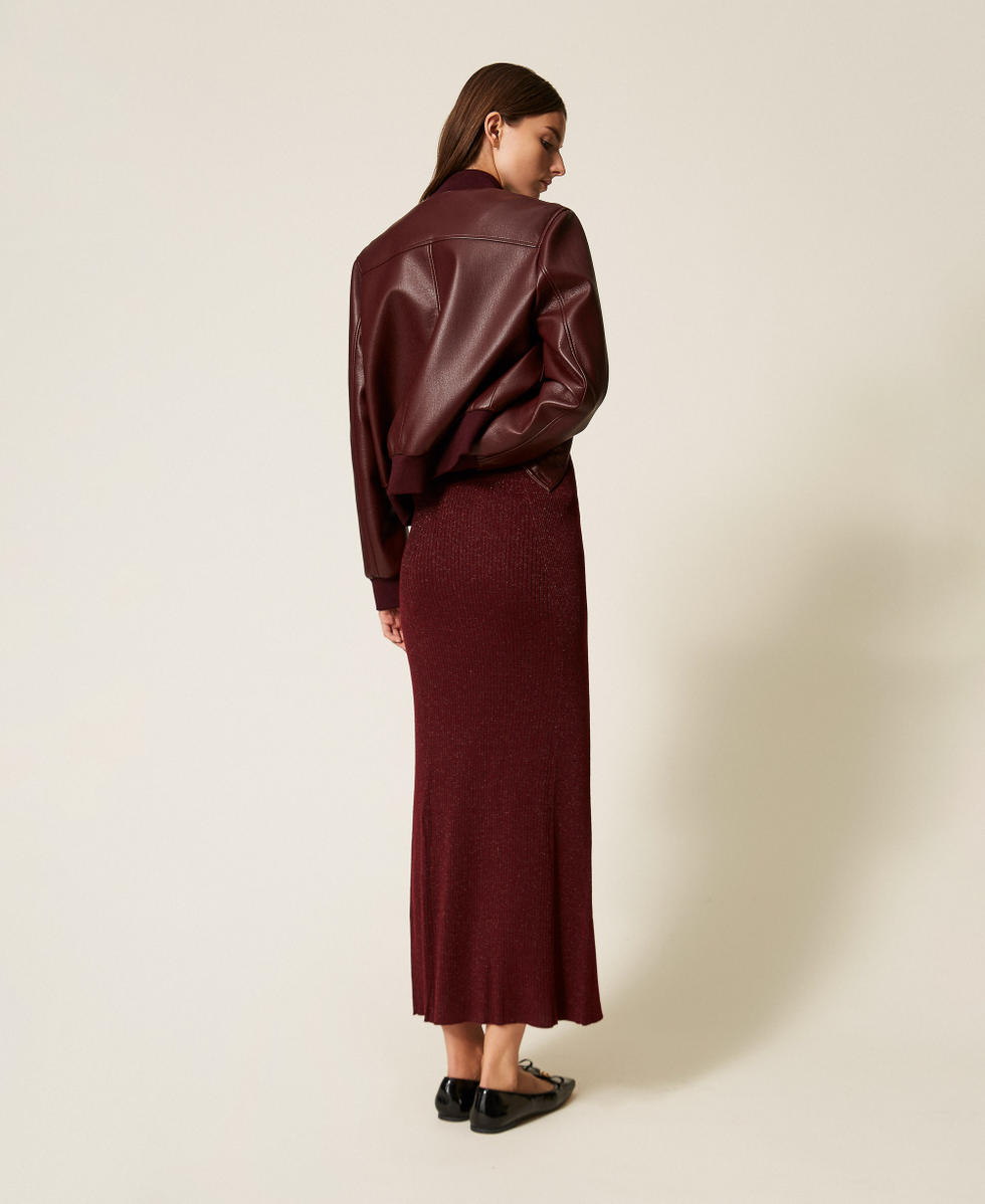 Gonna longuette in maglia con lurex Red Wine Lurex Donna 252LL3LDD_12956_03
