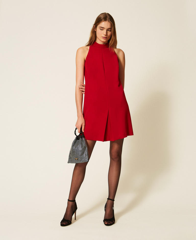 Kurzes Neckholder-Kleid aus Cr&ecirc;pe Bloody Mary Frau 262TT2261_13464_01