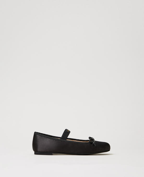 Satin ballet flats with strap
