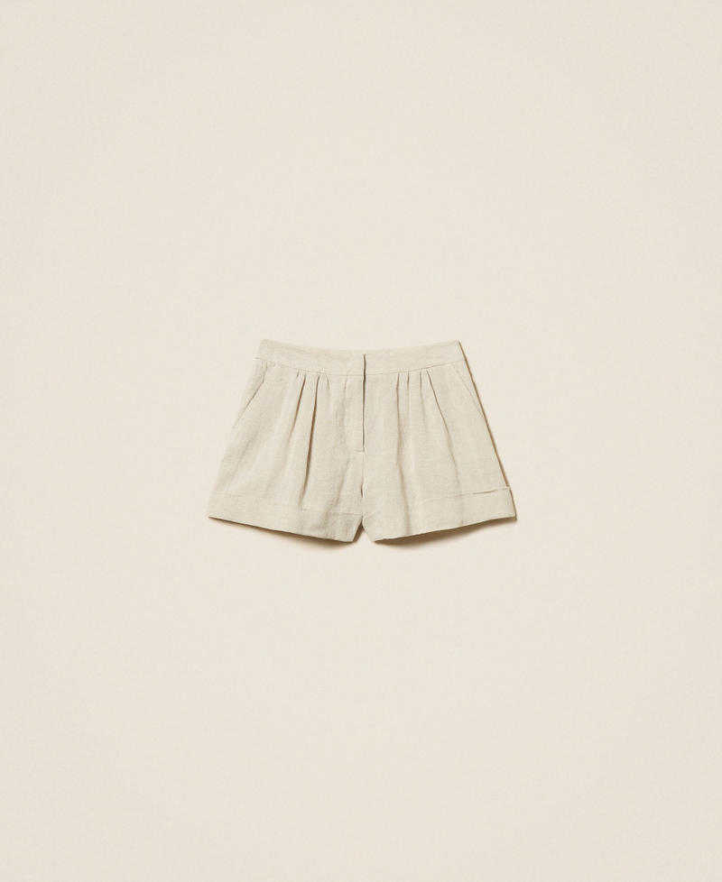 Linen shorts with lurex Natural Bright Linen Woman 261TT2523_13499_S0