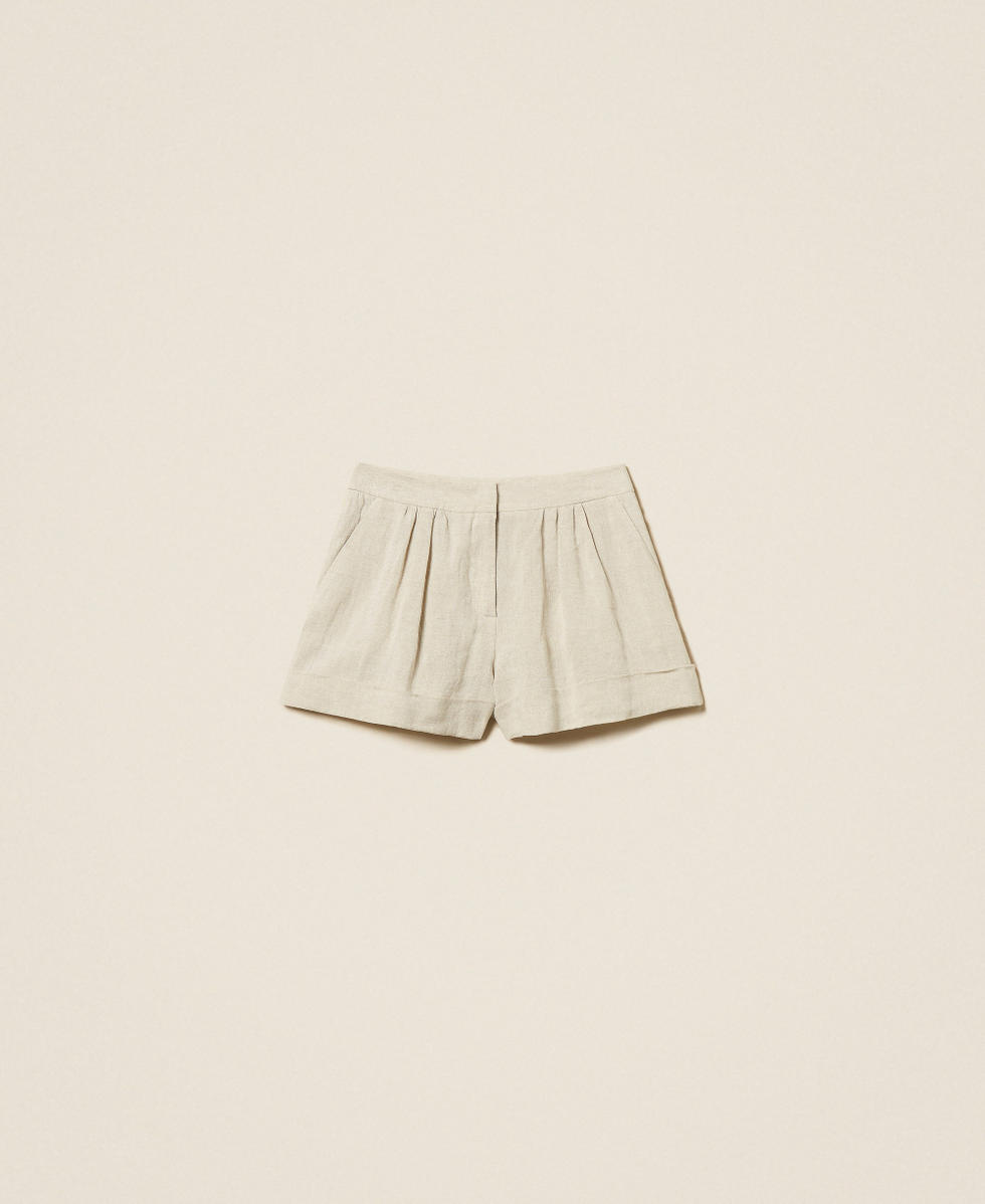 Linen shorts with lurex