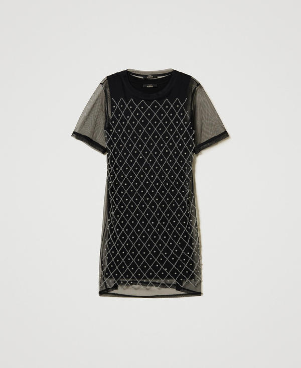 Short embroidered tulle dress