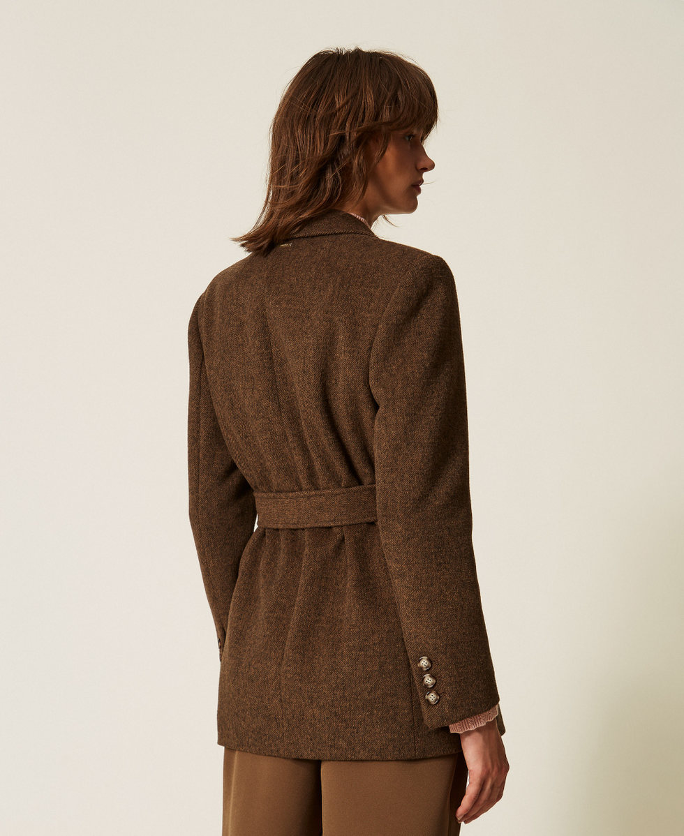 Giacca blazer in panno velour Mocha Melange Donna 262LI2DCC_13881_03