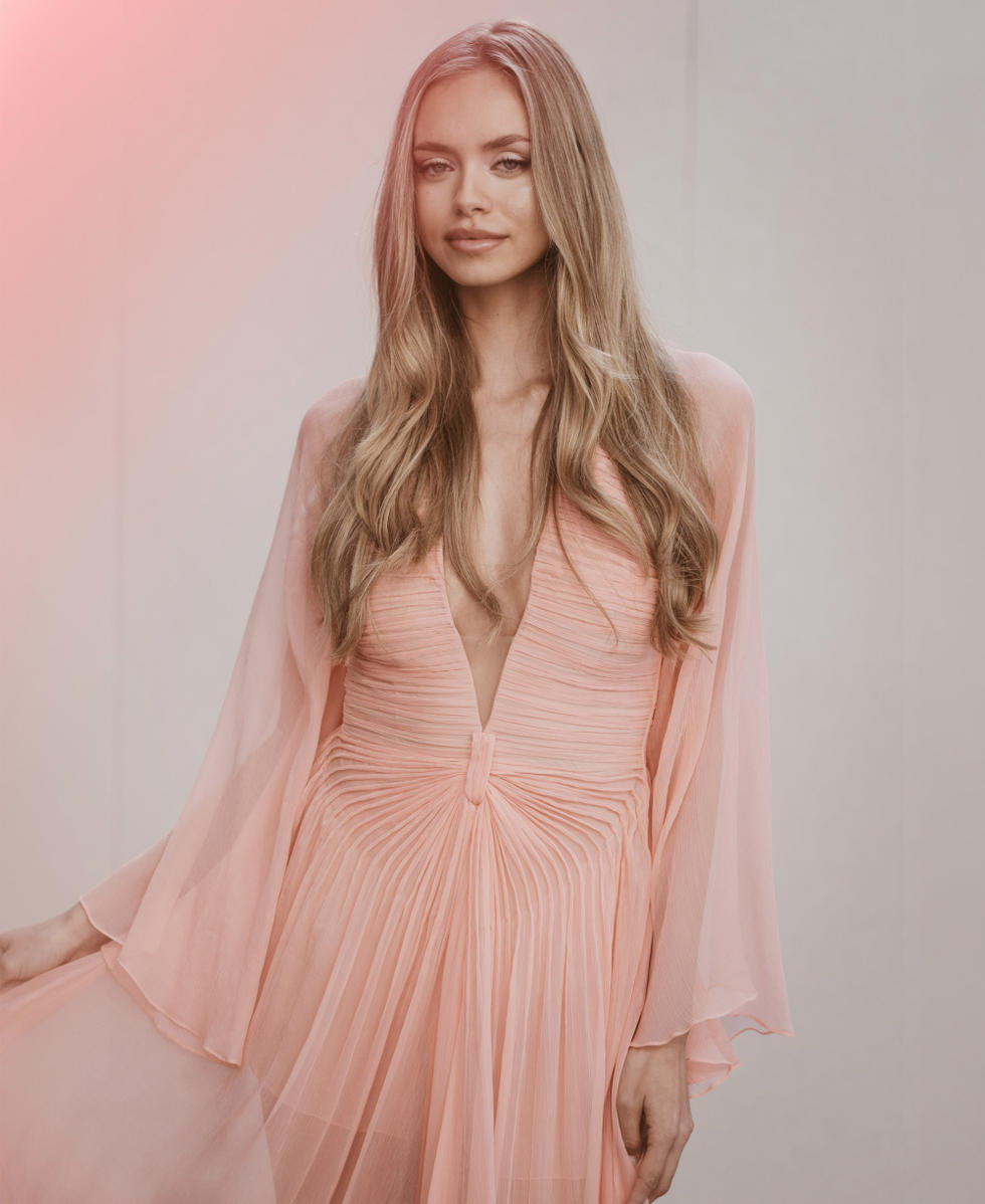 Silk creponne long dress