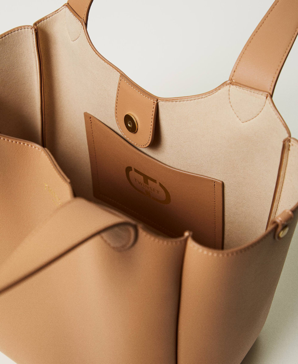 Borsa shopper ‘Forever’ in pelle Camel Donna 251TB7470_00044_04