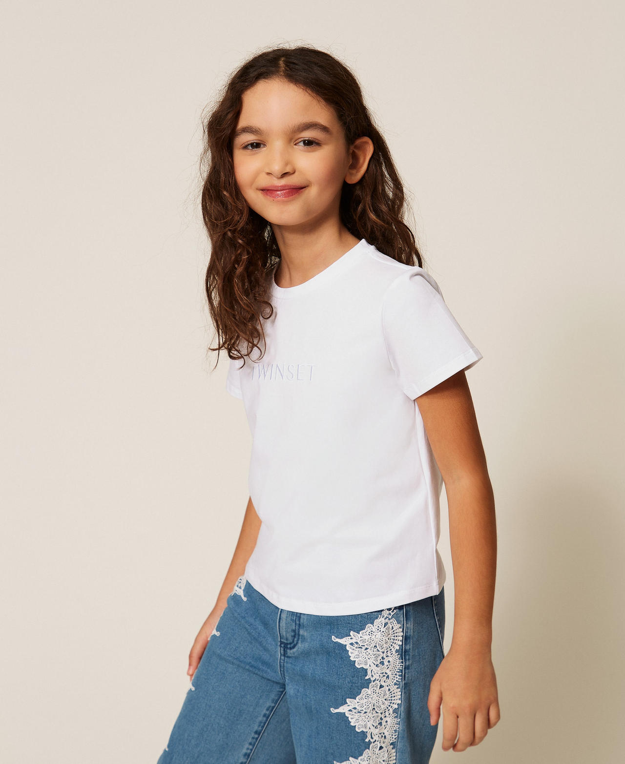 Regular fit T-shirt with embroidered logo Off White Girl 261GJ2252_00526_02