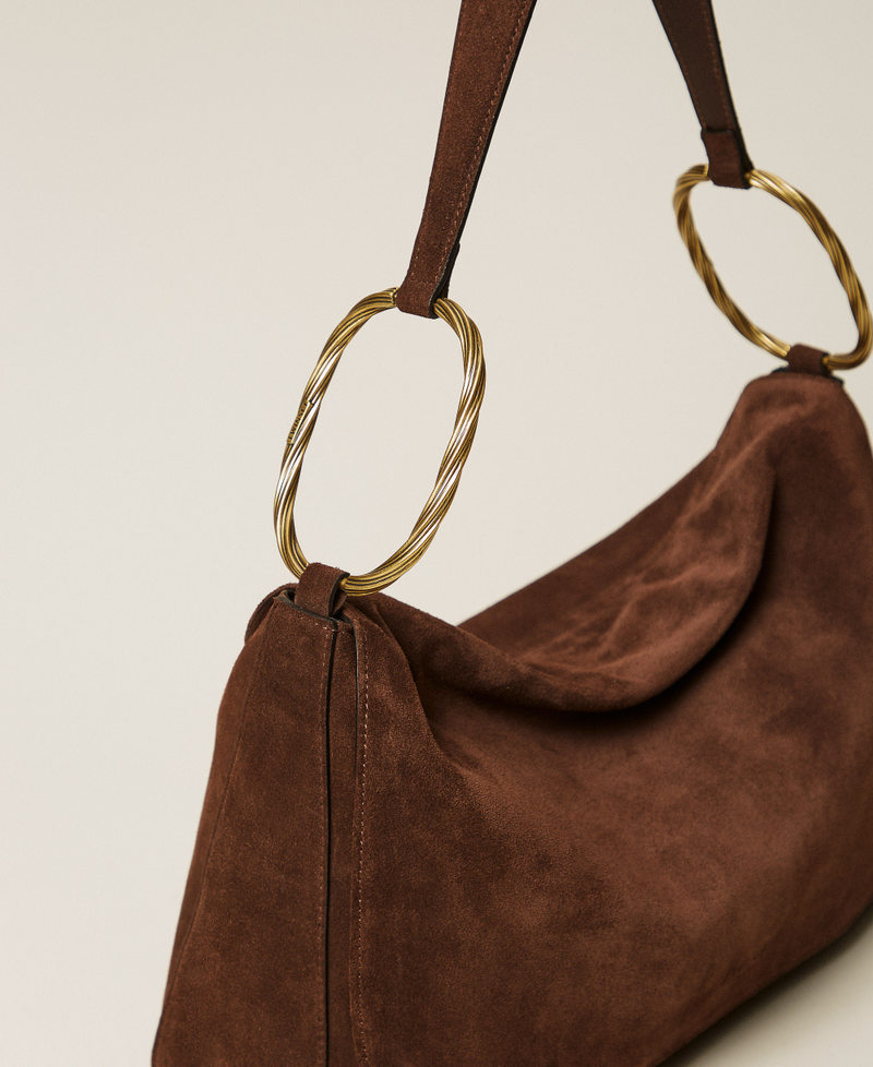 Borsa &lsquo;Liliane&rsquo; grande in suede Coffee Liqueur Donna 261TD8560_12110_02