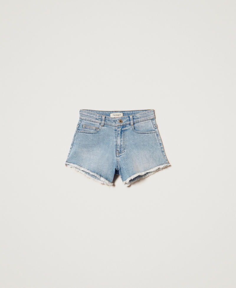 Short en jean effiloché Denim Clair Fille 251GJ2521_11457_S0
