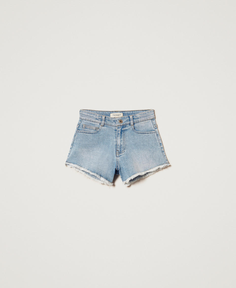 Short en jean effiloché Denim Clair Fille 251GJ2521_11457_S0