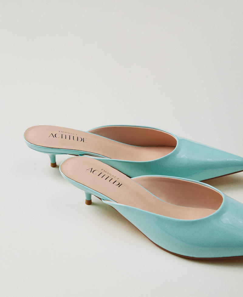 Faux patent leather mules court shoes Light Canal Blue Woman 251ACP012_12134_03