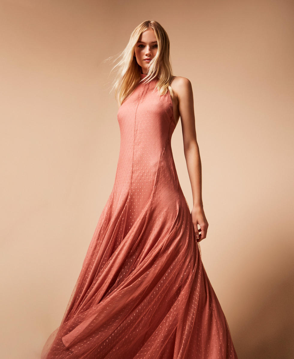 Long plumetis tulle dress