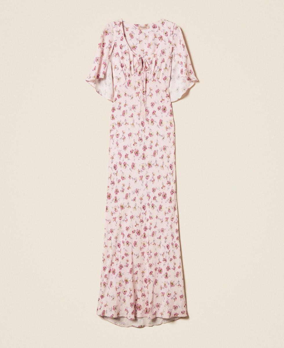 Langes Kleid mit floralem Print Blumen-Print Peach/Rose Frau 261TP210A_13408_S0