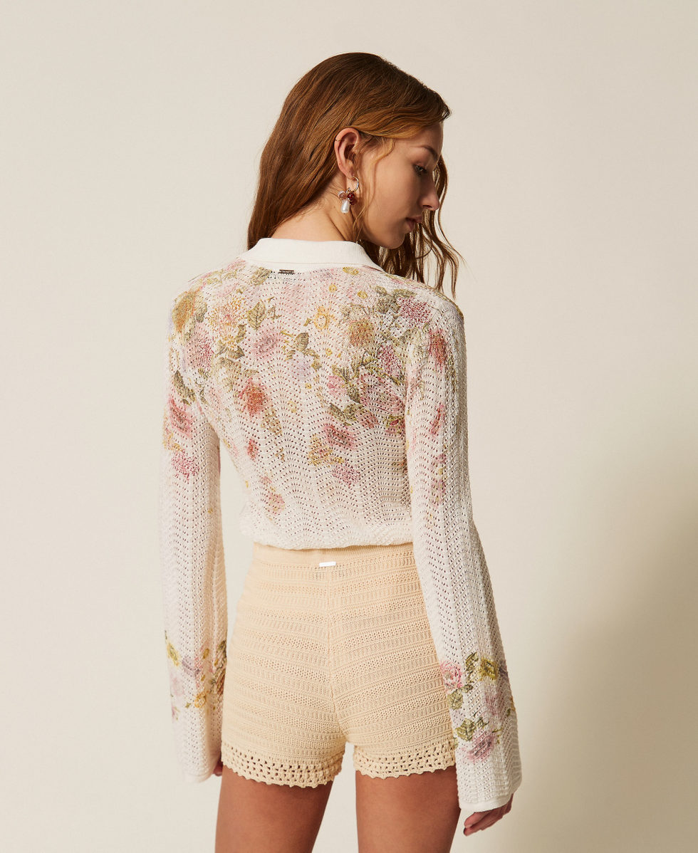 Linen blend floral knit shirt Woman, Patterned | TWINSET Milano
