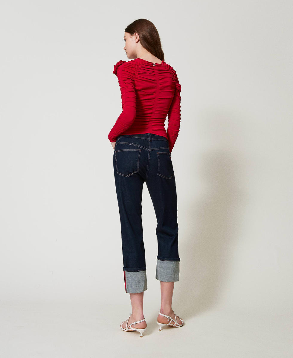 Jean cropped avec revers Denim Rinse Femme 251AP2352_06295_03