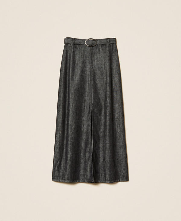 Long flowing denim skirt