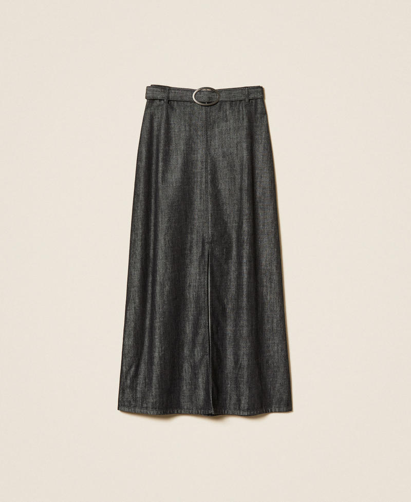 Long flowing denim skirt Black Denim Woman 262AP2061_01103_S0