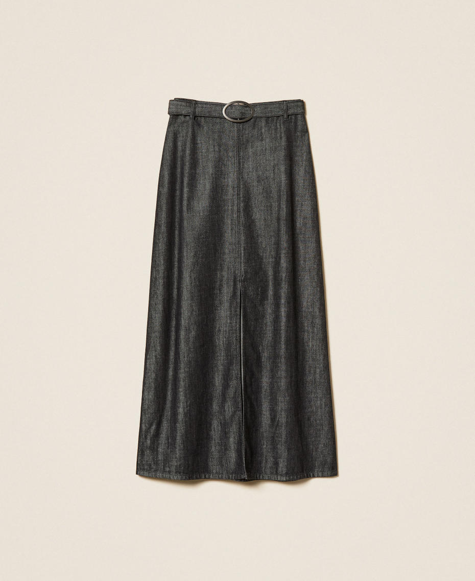 Long flowing denim skirt Black Denim Woman 262AP2061_01103_S0