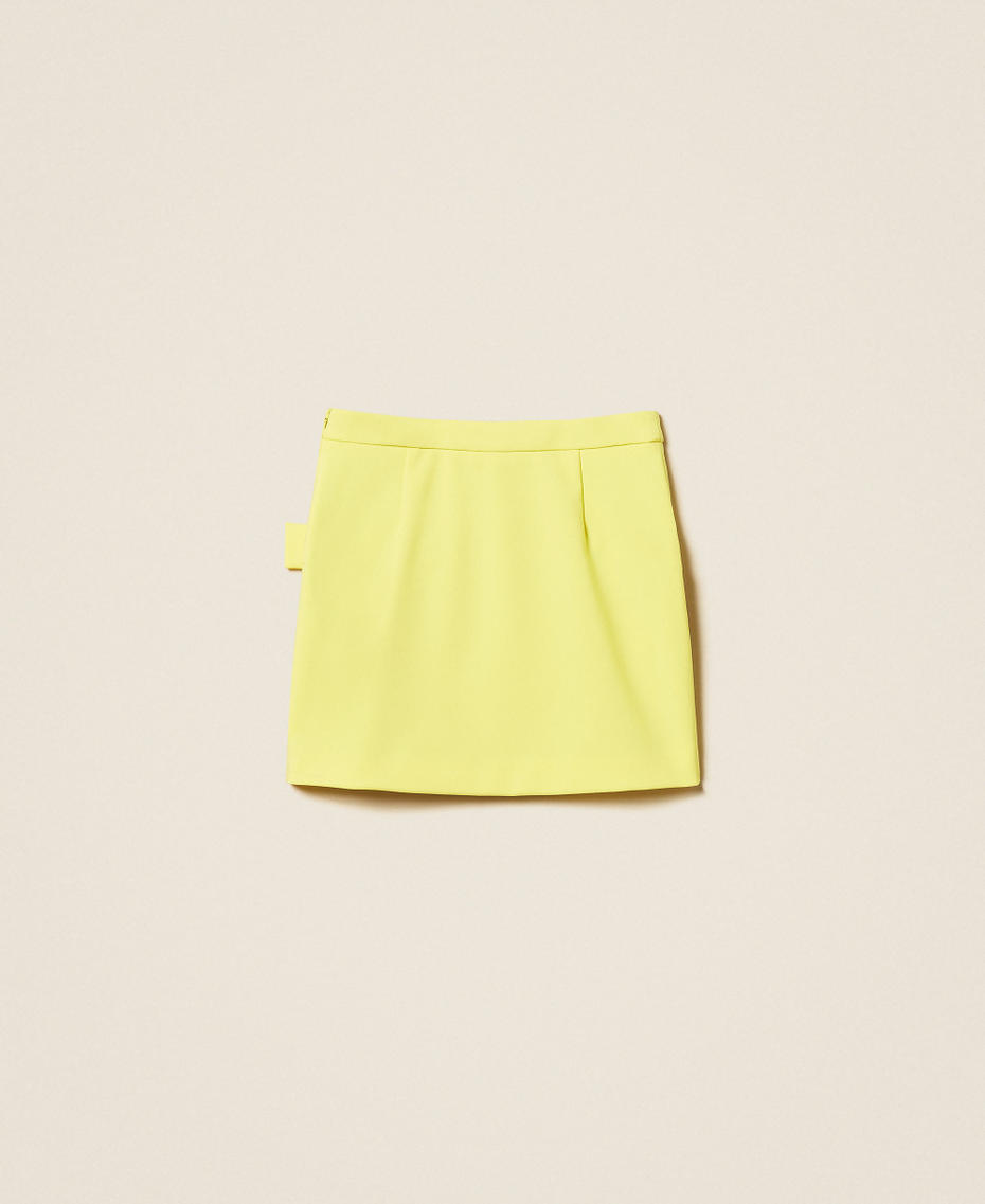 Cr&ecirc;pe miniskirt with bow Limelight Yellow Girl 261GJ2Q59_06210_S1