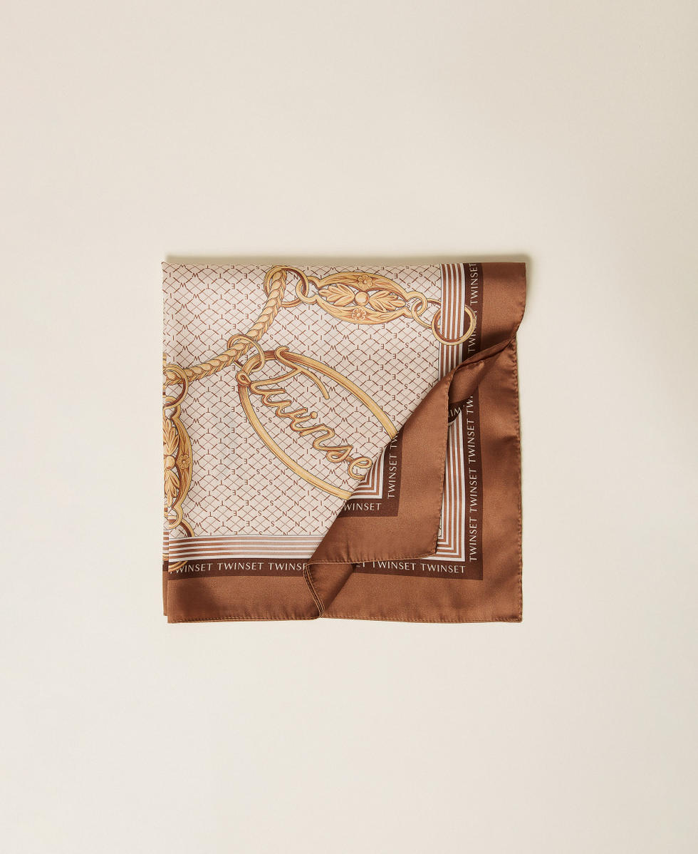 Halstuch aus Satin mit Print Print Lucky Charms "Nut"-Braun Frau 262TO5550_14093_01