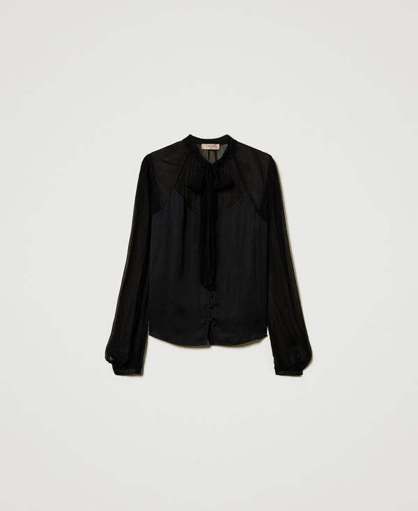 Camicia in raso e chiffon