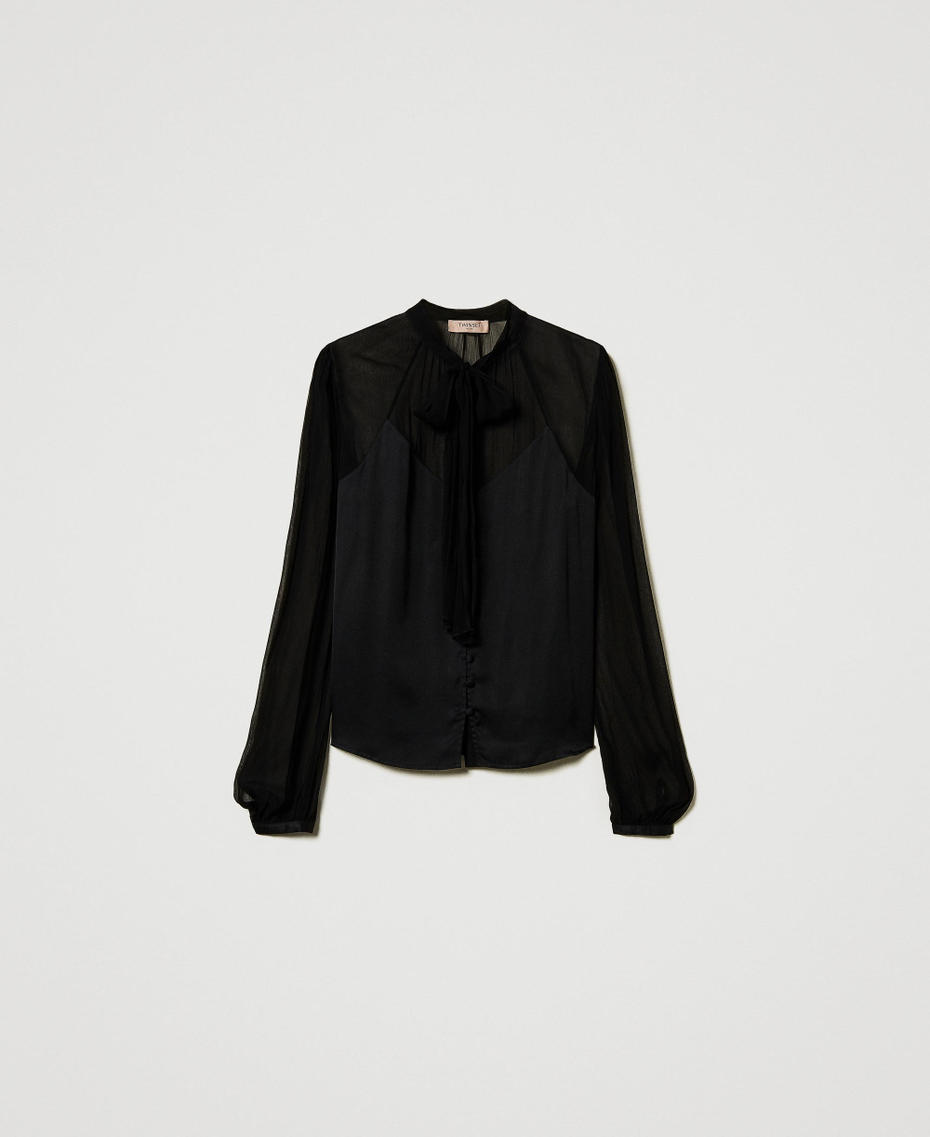 Camicia in raso e chiffon