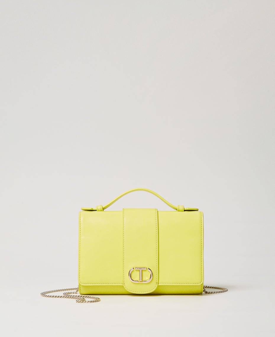 Shoulder bag with flap and Oval T Yellow Plum Girl 251GJ8016_12124_01