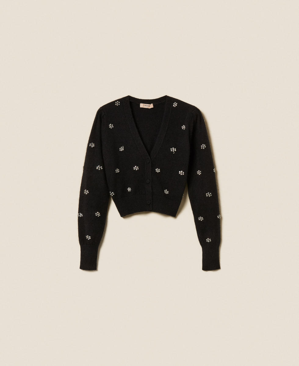 Cárdigan de mezcla de angora con bordado