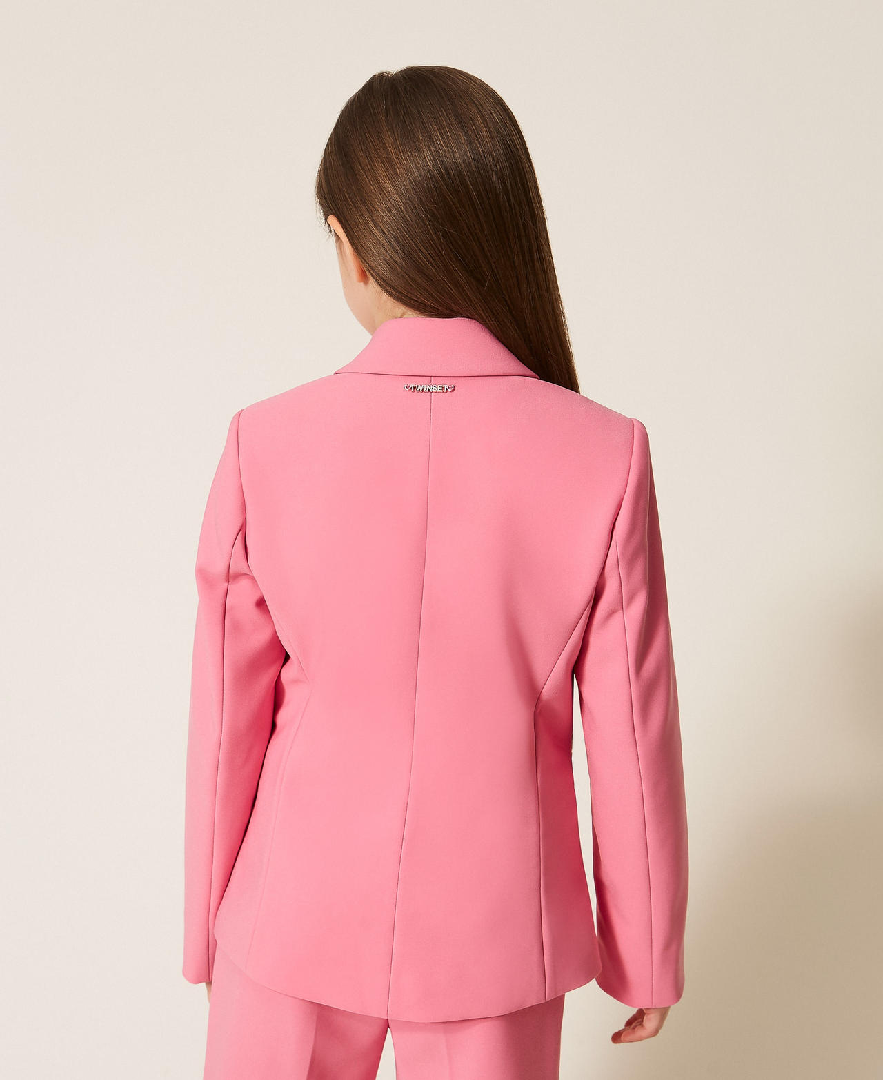Cr&ecirc;pe and duchess blazer "Sunrise" Pink Girl 261GJ2Q55_07207_03