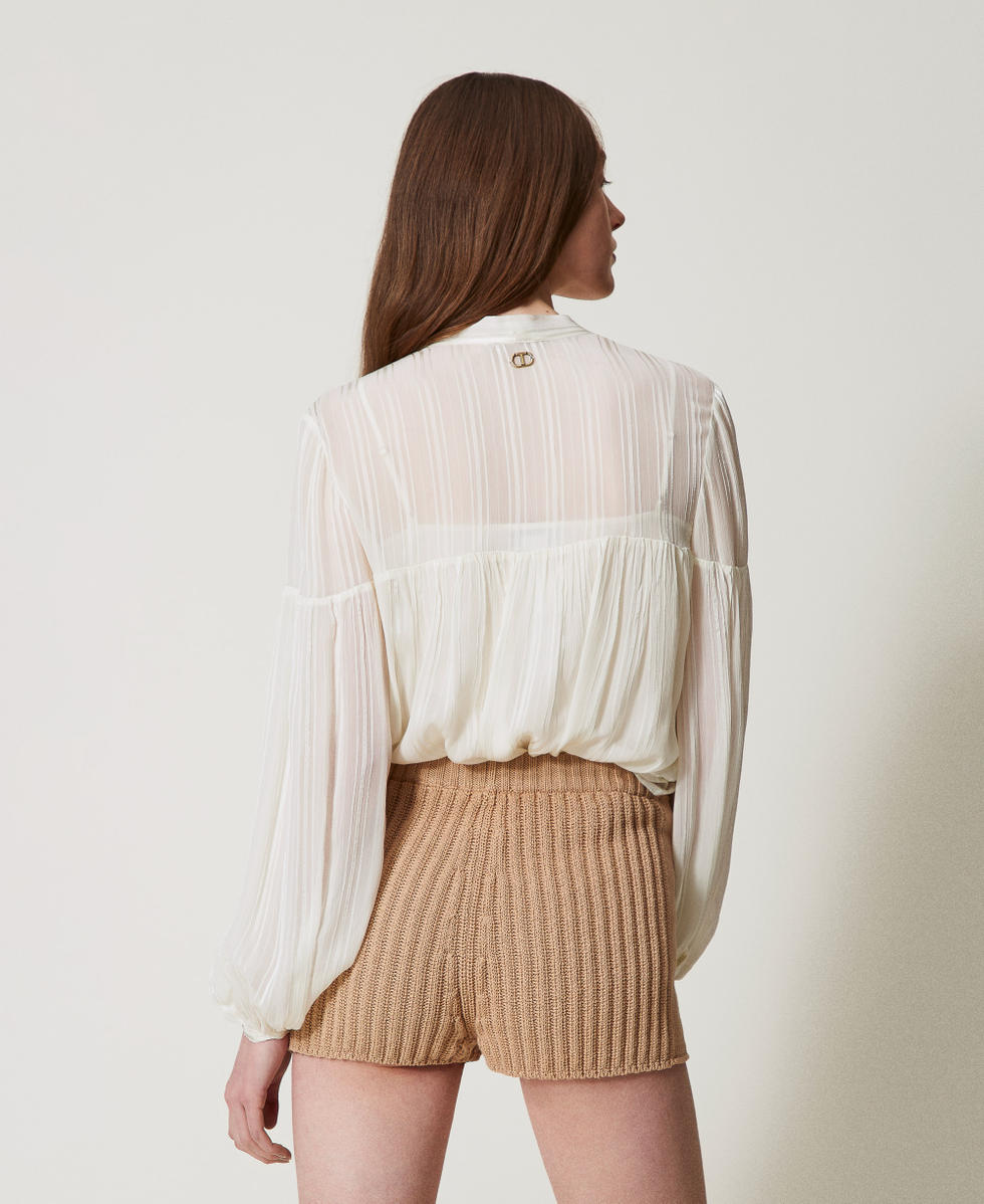 Striped jacquard blouse White Snow Woman 251TP2263_00282_03