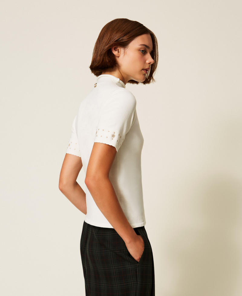 Turtleneck jumper  with rhinestones White Snow Woman 252TP3274_00282_02
