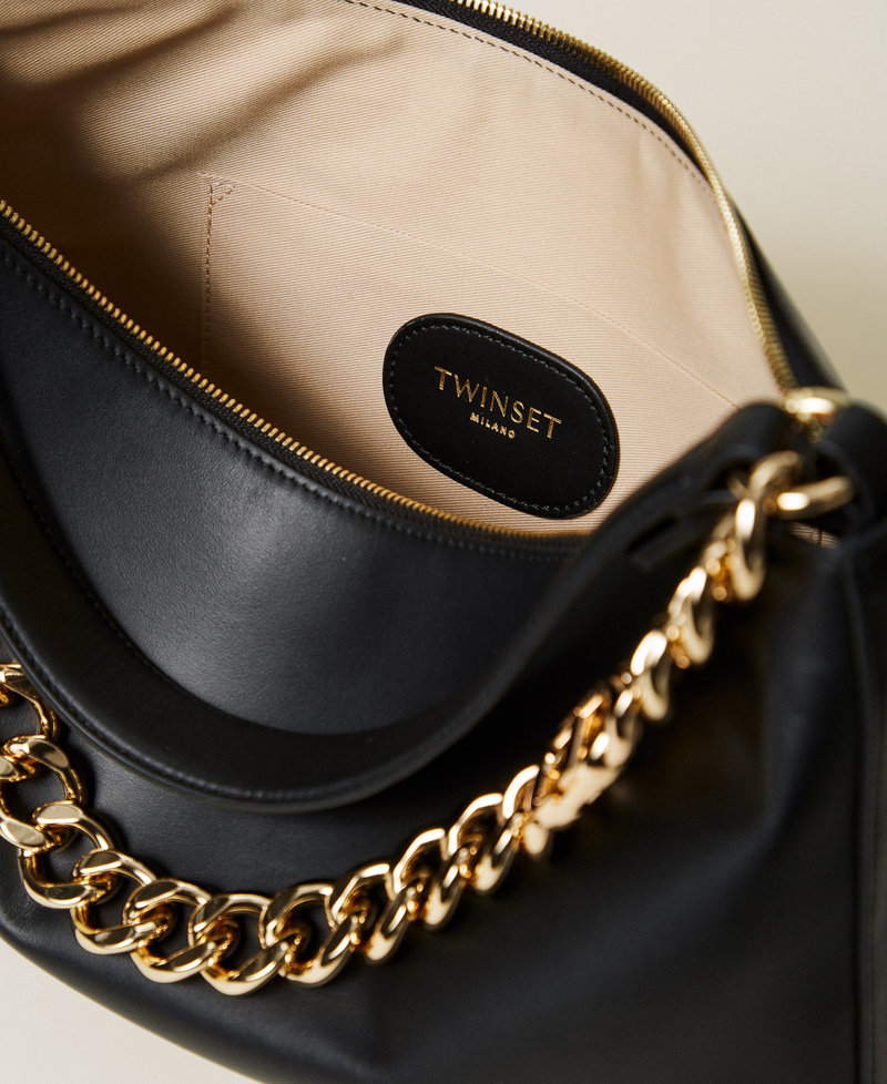 'Liliane' medium leather bag Black/Gold Woman 999TB7010_14247_03