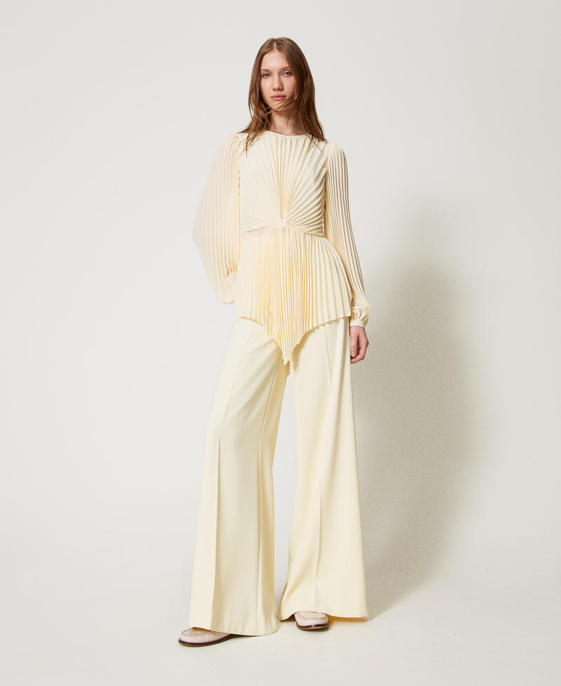 Pleated georgette blouse Vanilla Woman 251TP2333_12143_T0