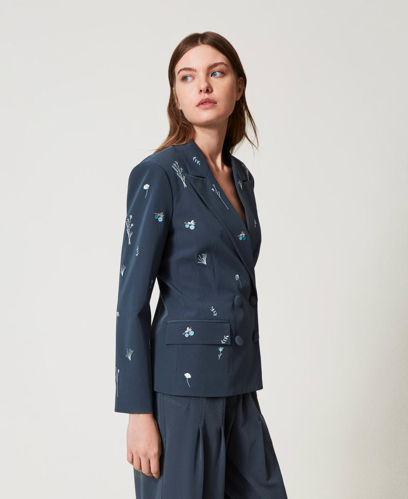 Blazer avec broderie florale Blue Fusion Femme 251AP2080_12372_01