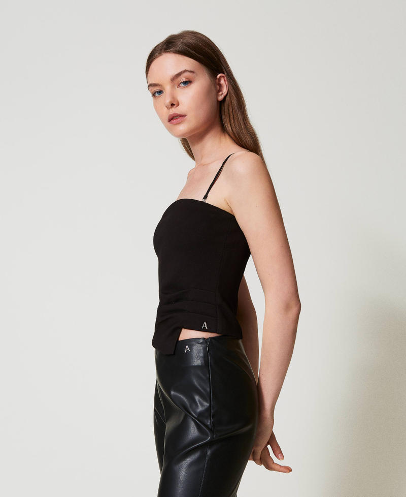 Fitted top with draping Black Woman 251AP2055_00006_01