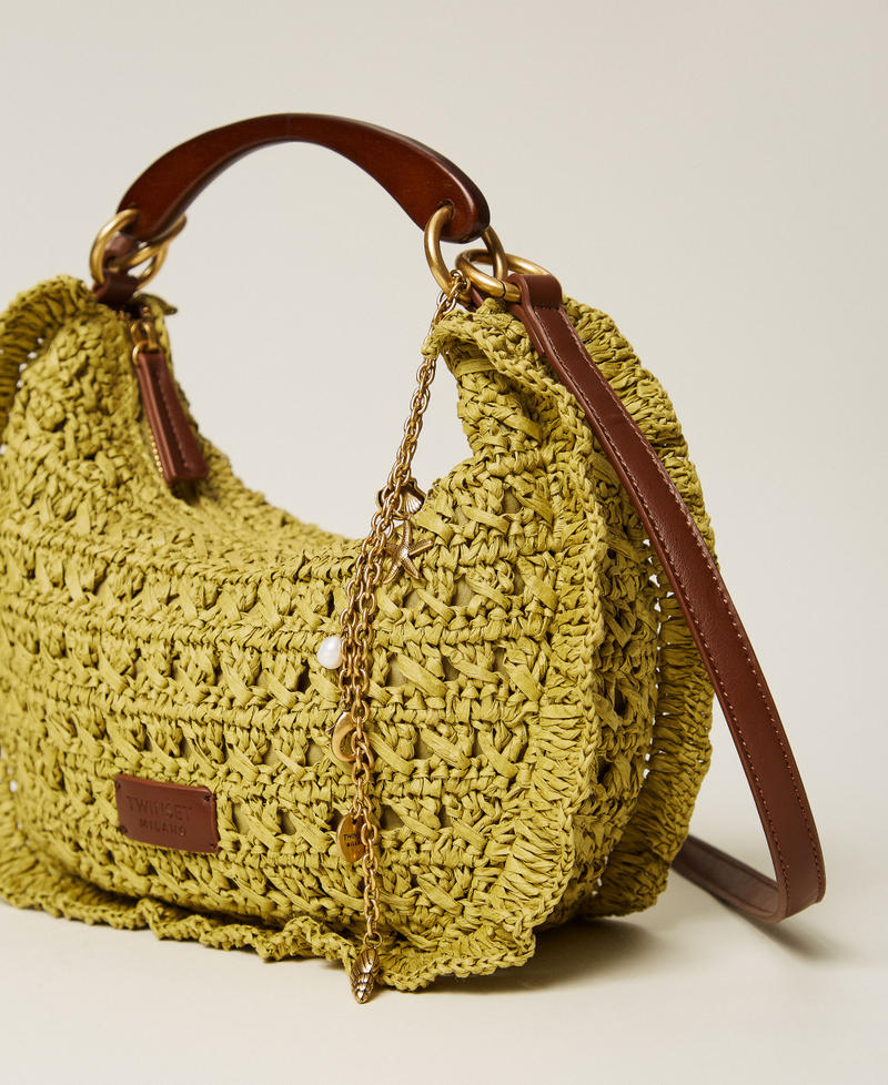 Crochet raffia Croissant bag Avocado Oil Green Woman 261TD8300_12117_02