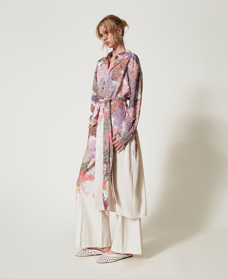 Langes Hemdblusenkleid MYFO mit Blumenmotiv Summer Sand Camouflower Frau 251AQ2070_12416_02