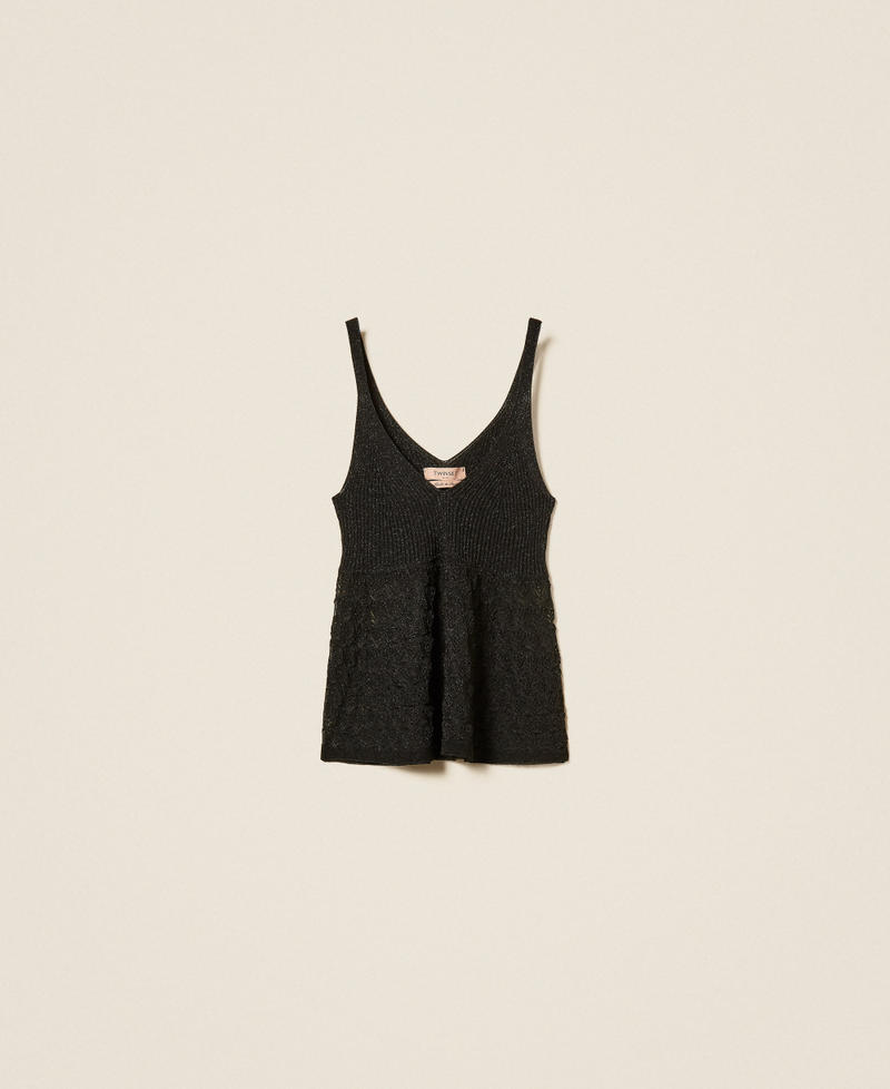 Figurbetontes Stricktop Lurex Schwarz Frau 262TP3Q30_13597_S0