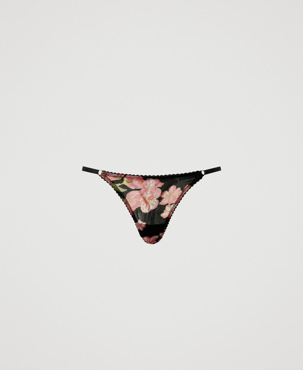 D&eacute;vor&eacute; velvet thong briefs Multicolour Blooming Woman 242LL6D88_11998_S0