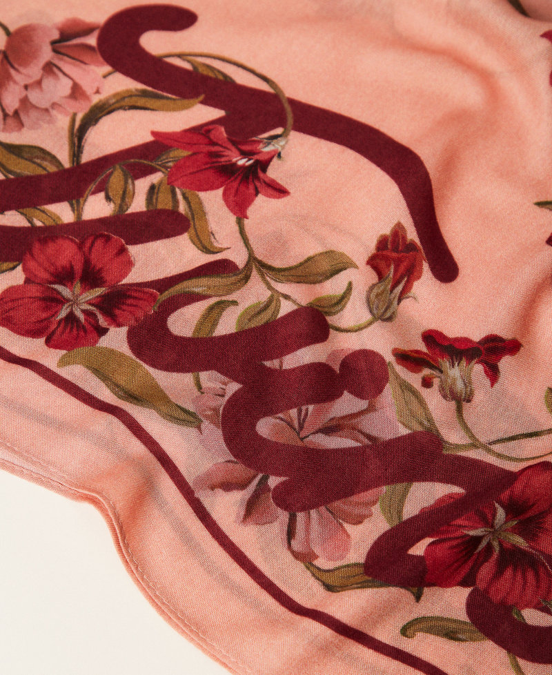 Pa&ntilde;uelo con estampado de flores Burgundy Red Mujer 262TA4640_13670_02