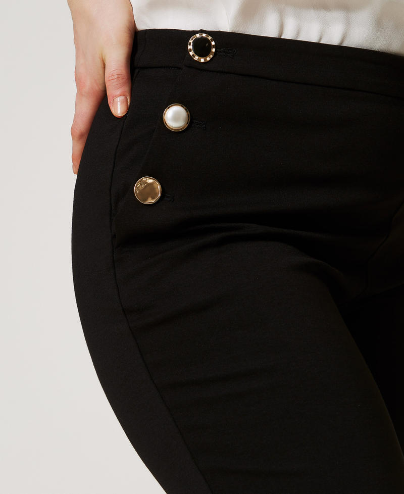 Trousers with jewel buttons Black Woman 251TP2137_00006_04