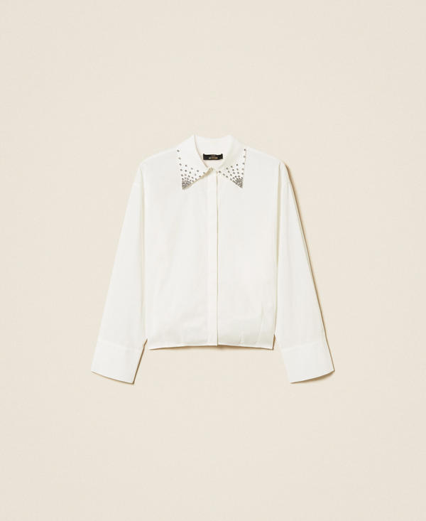 Chemise en popeline avec strass