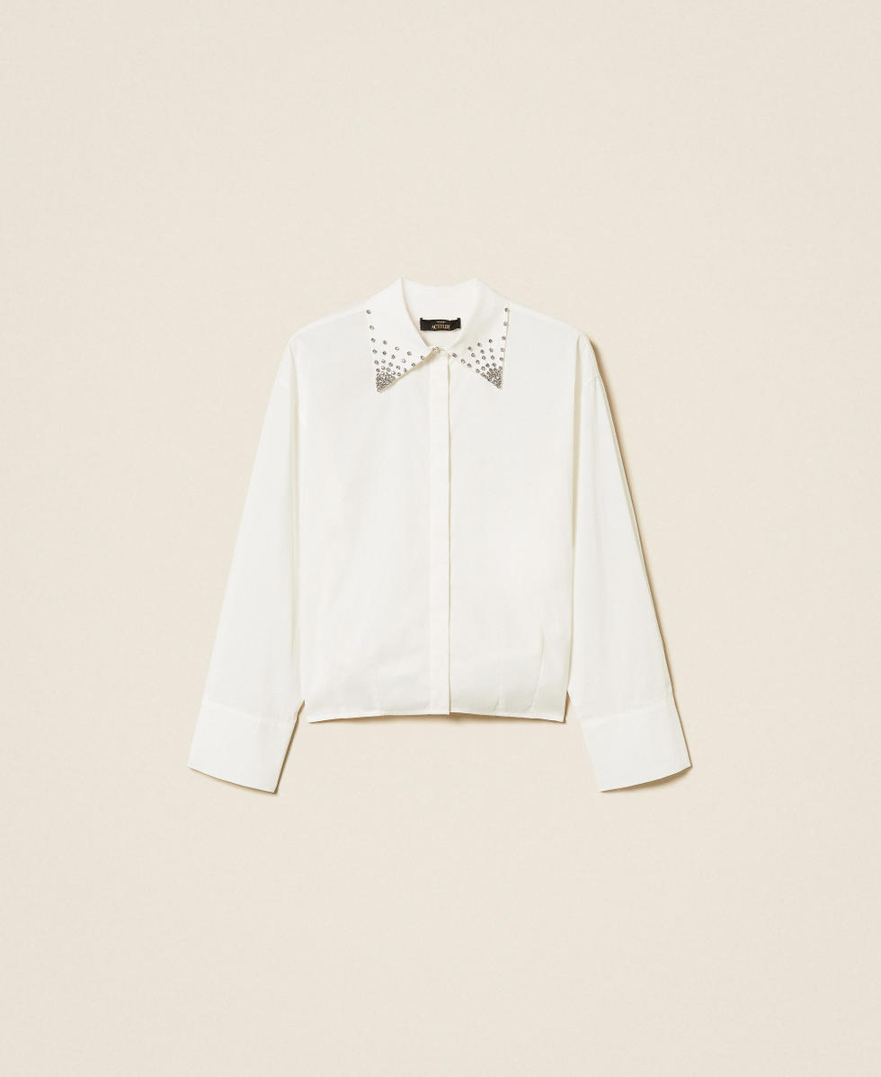 Hemdbluse aus Popeline mit Strass
