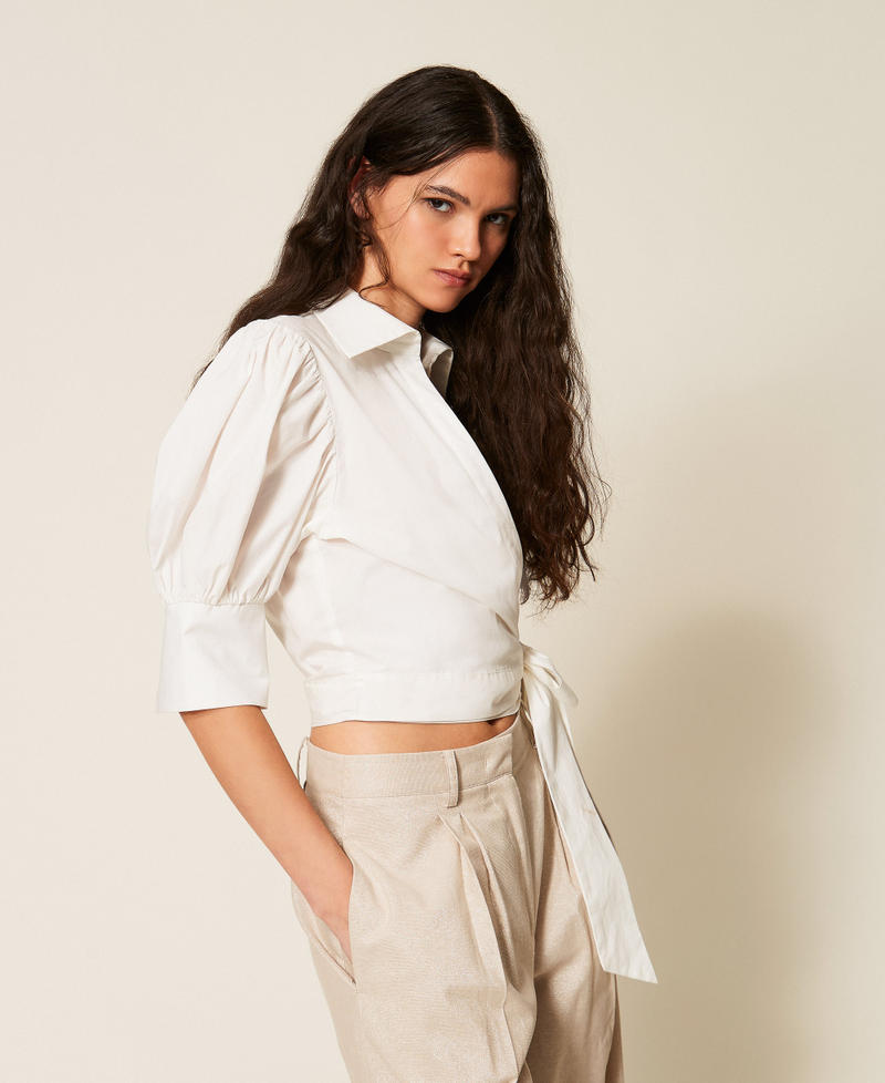 Poplin wrap-around shirt Off White Woman 261AT2021_00526_02