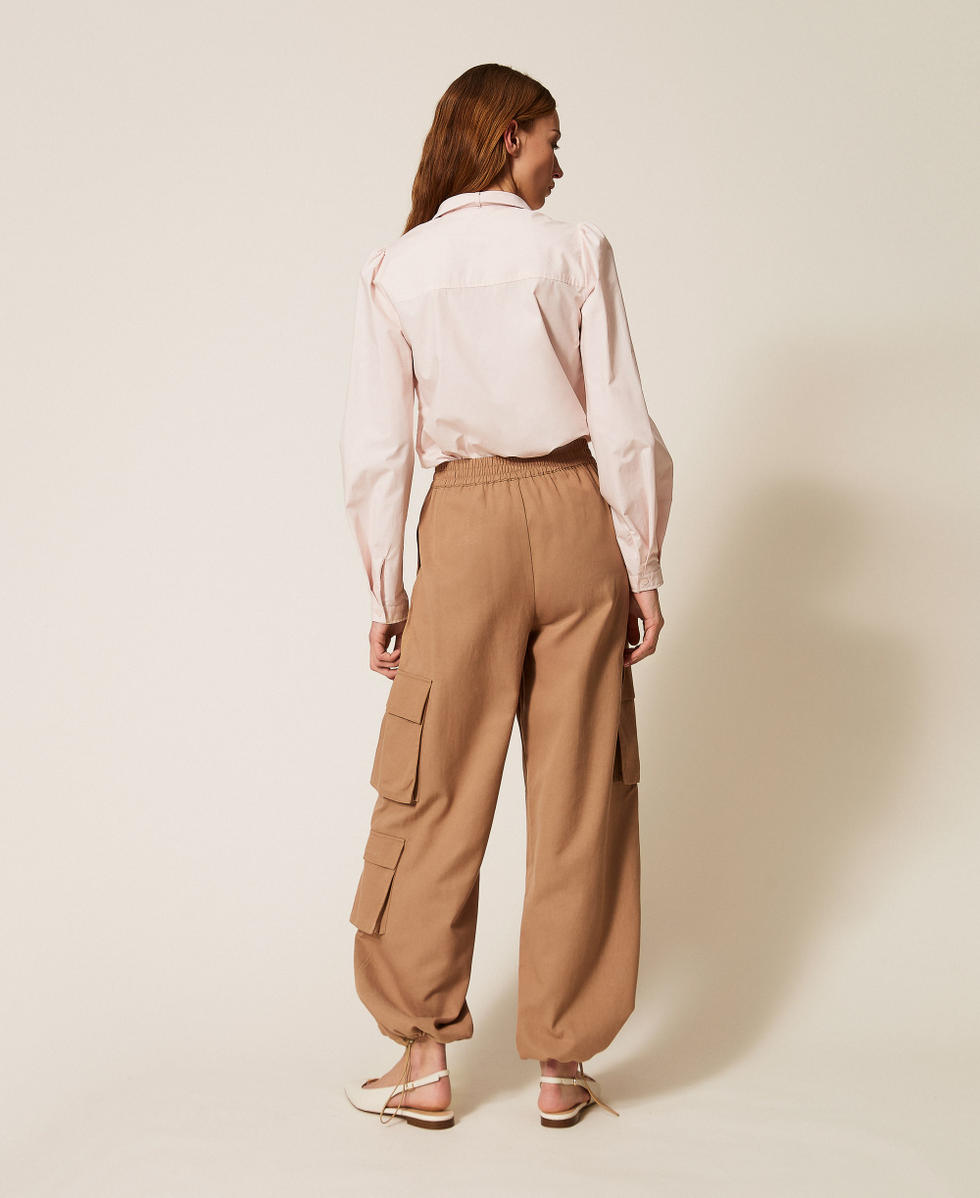 Pantalones joggers de lyocell y algod&oacute;n Natural Beige Mujer 261TE2070_12129_03