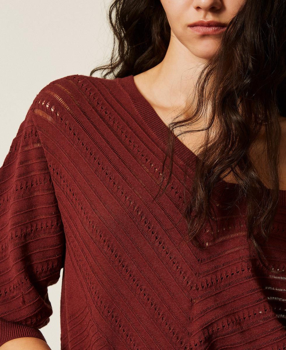 Maglia punzonata chevron Marrone "Terra Rossa" Donna 261AT3040_00260_04