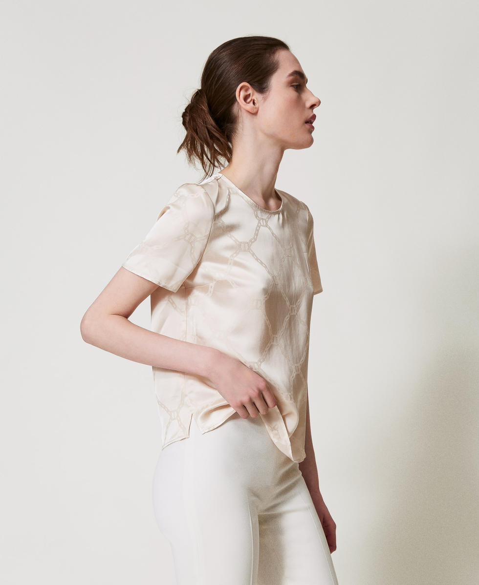 Blusa con Oval T jacquard Bianco "Old White" Donna 251TP2012_11748_06