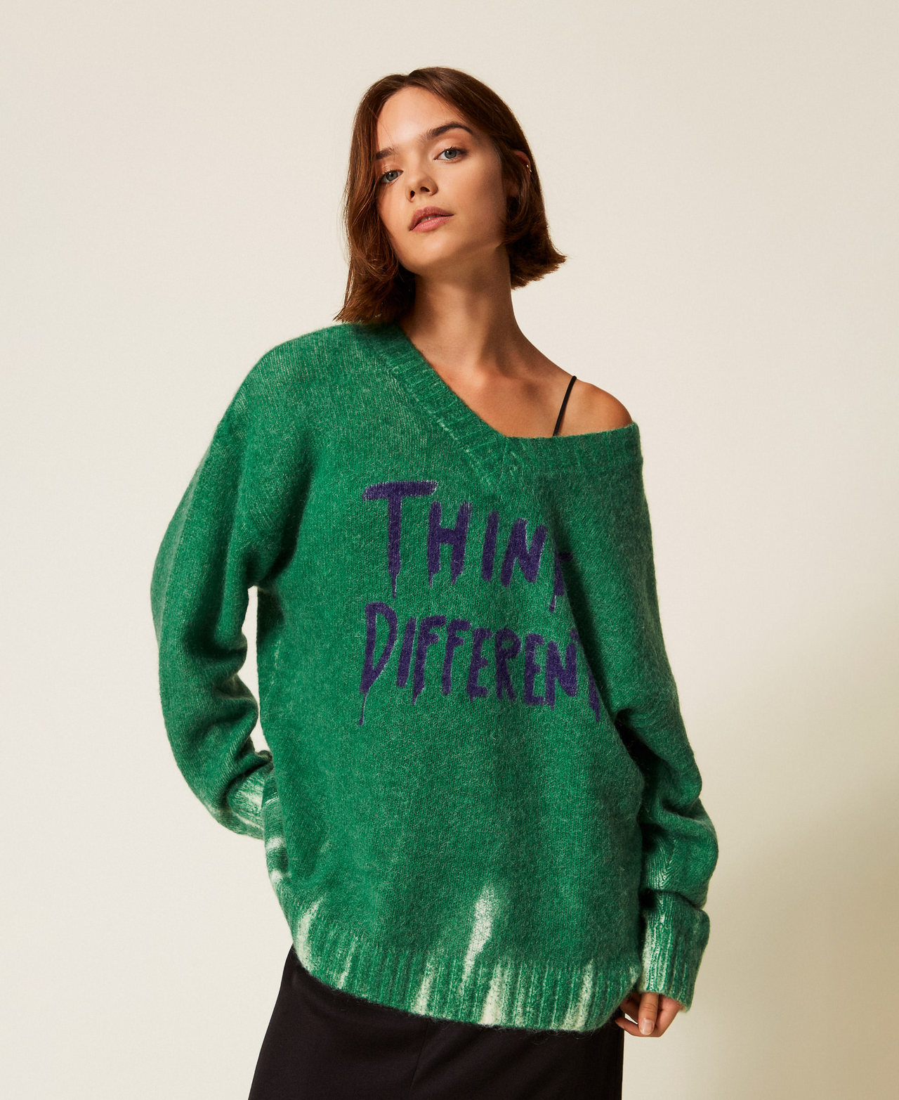 Maxi maglia MYFO in misto lana con stampa Garden Green / Different Donna 252AQ3060_13032_01