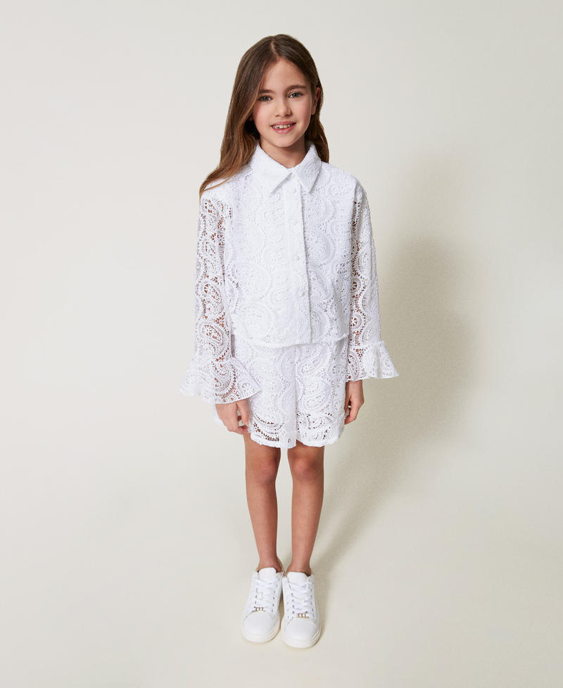 Camicia in pizzo macramè Bianco "Ice" Bambina 251GJ2QR0_00808_04