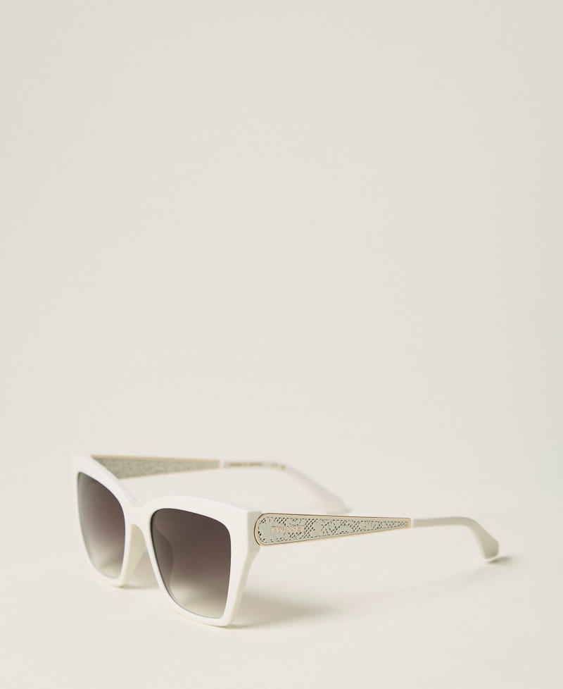 Butterfly-shaped acetate sunglasses Solid White Snow Woman 999TZ5095_14157_02