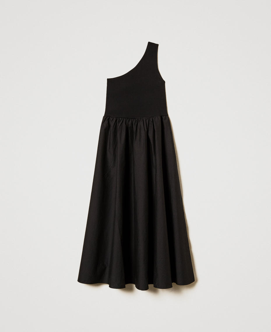 Robe longue en maille et popeline Noir Femme 251TT3090_00006_S0